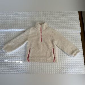 Crew Cuts Cream Sherpa Pullover With Pink Accent Size 6-7